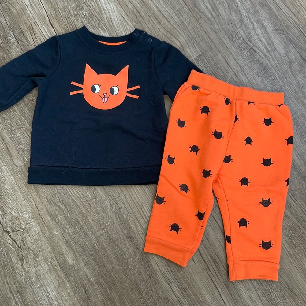 Cat & Jack Baby Girl Halloween Sweatsuit 6-9M